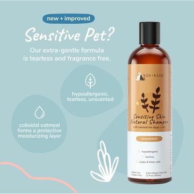 Show full view: kin+kind Natural Oatmeal Dog & Cat Shampoo, 12-fl oz bottle slide 3 of 7