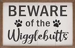 Kendrick Beware of Wigglebutts Paws Wall Décor, White, 36 x 24-in