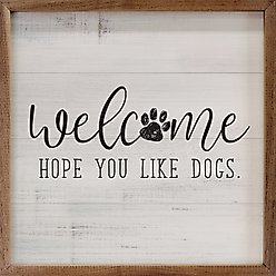 Kendrick Welcome Hope You Like Dogs Wall Décor, White, 24 x 24-in