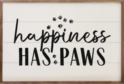 Kendrick Happiness Has Paws Wall Décor, White, 36 x 24-in