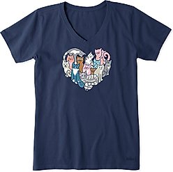 LIFE IS GOOD Women's Heart of Cats Short Sleeve Tee, Darkest Blue, XX-Large