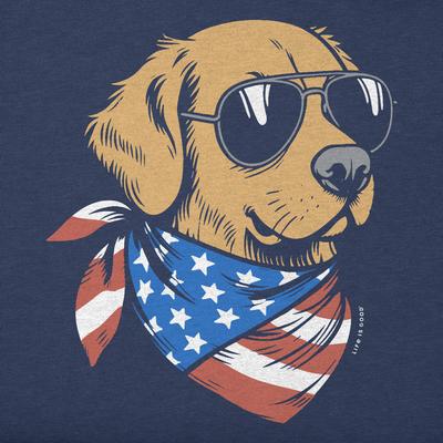 Show full view: LIFE IS GOOD Men's Golden Patriot Short Sleeve Tee, Darkest Blue, Large slide 2 of 2