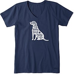 LIFE IS GOOD Home is Where Your Dog is Short Sleeve Tee, Darkest Blue, X-Large