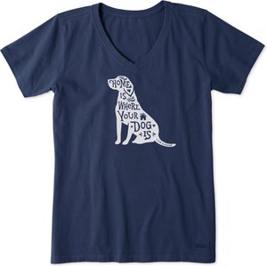 LIFE IS GOOD Home is Where Your Dog is Short Sleeve Tee, Darkest Blue, Large