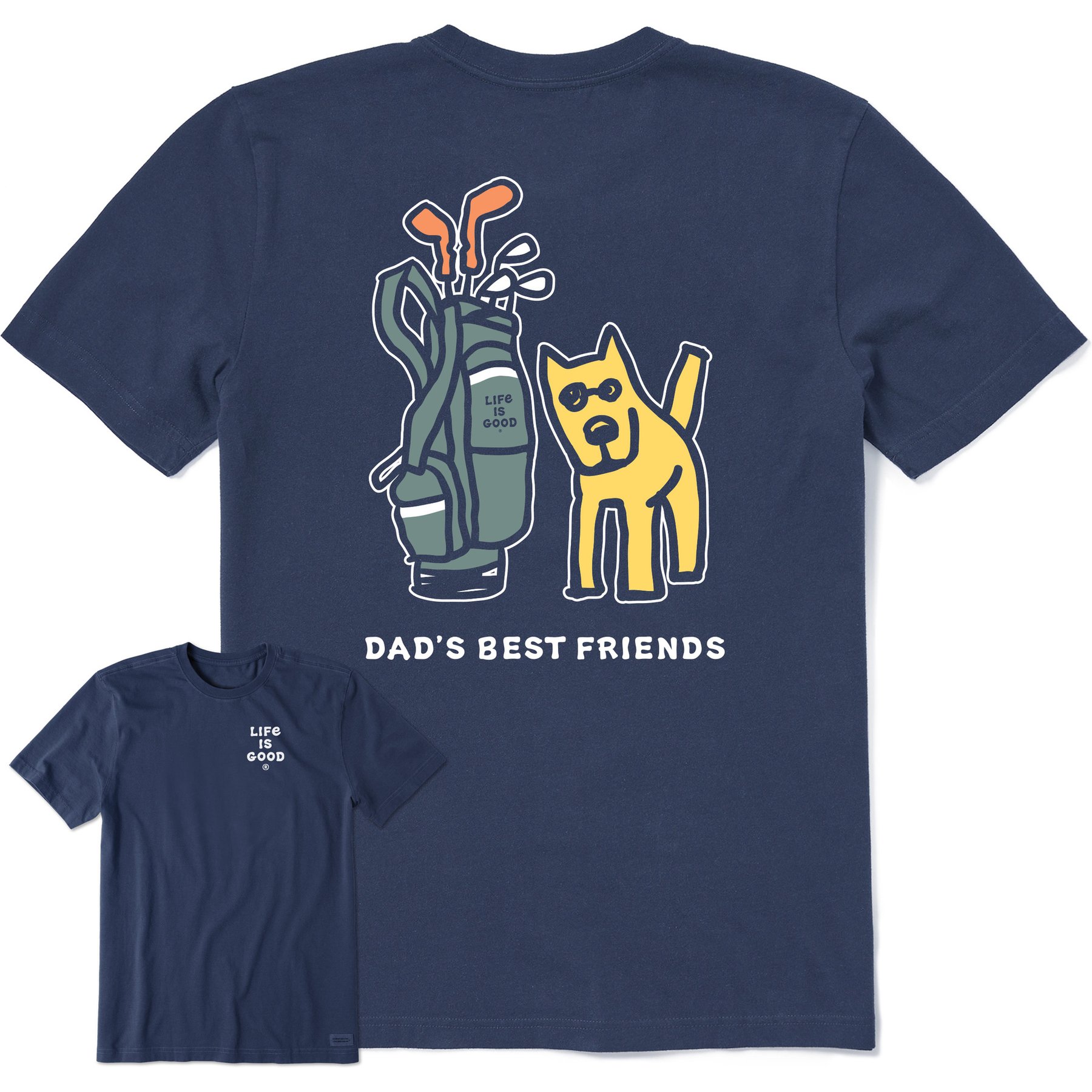 LIFE IS GOOD Men's Rocket Golf Dads Best Friends Short Sleeve Crusher Tee, Darkest Blue, XXX-Large