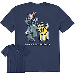LIFE IS GOOD Men's Rocket Golf Dads Best Friends Short Sleeve Crusher Tee, Darkest Blue, X-Large