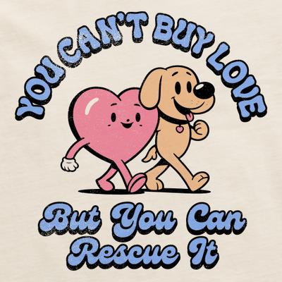 Show full view: LIFE IS GOOD Valentine's Day Women's Rescue Love Mascots Short Sleeve Crusher Boxy Tee, Putty White, X-Large slide 2 of 2