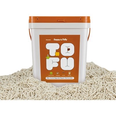 Happy & Polly Happy & Polly Unscented Clumping Tofu Cat Litter, 20-lb bucket