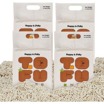 Happy & Polly Happy & Polly Unscented Clumping Tofu Cat Litter, 5.5-lb bag, bundle of 4