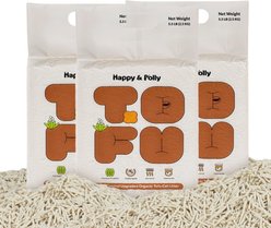 Happy & Polly Unscented Clumping Tofu Cat Litter, 5.5-lb bag, bundle of 3