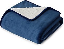 Bedsure Waterproof Sherpa Fleece Reversible Furniture Protector Dog & Cat Throw Blanket, Blue, Small