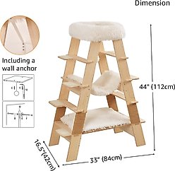 Unipaws 44-Inch Plush Ladder Cat Tree, White slide 2 of 7
