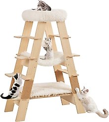 Unipaws 44-Inch Plush Ladder Cat Tree, White