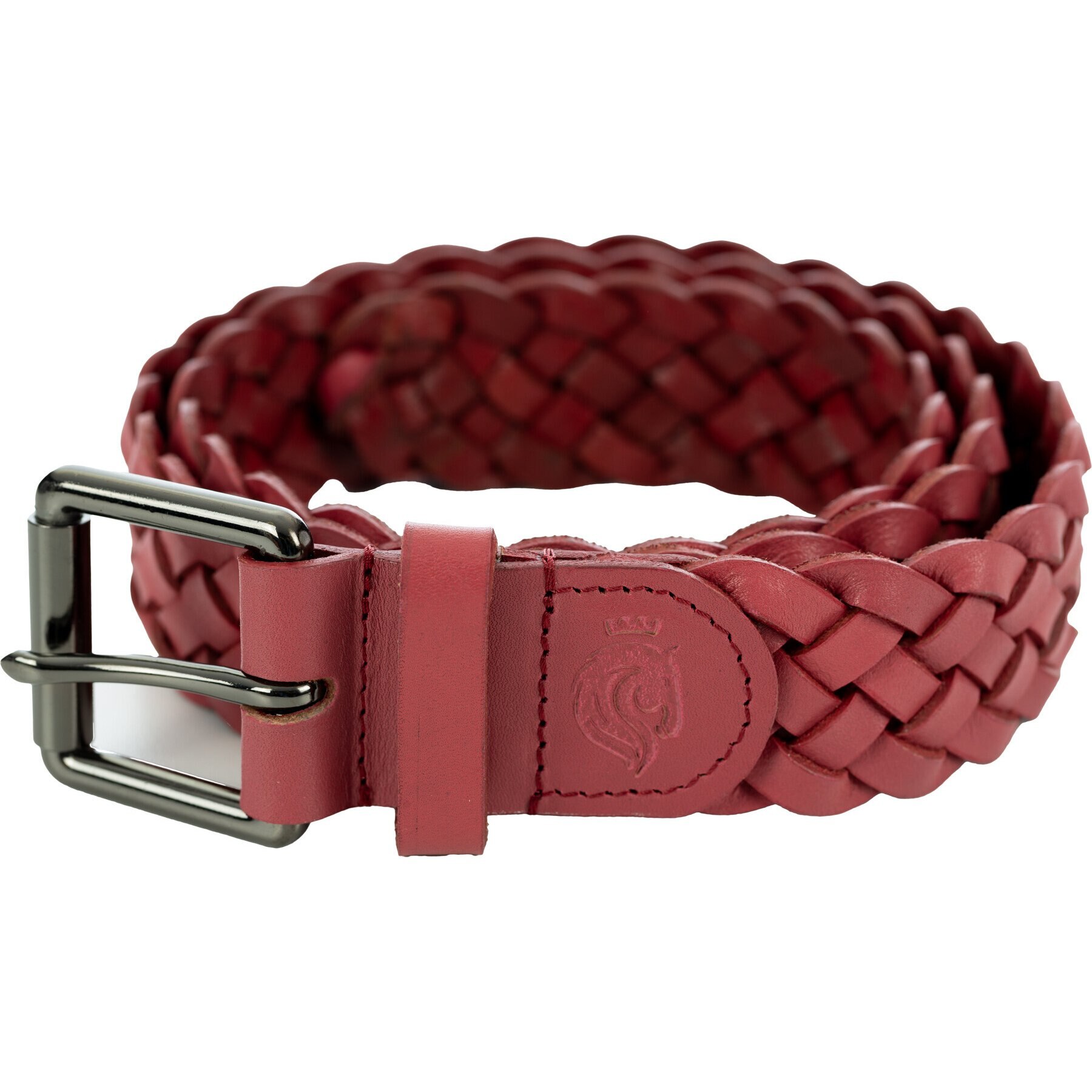Equinavia Kari Braided Wide Leather Horse Riding Belt, Bright Pink, Large
