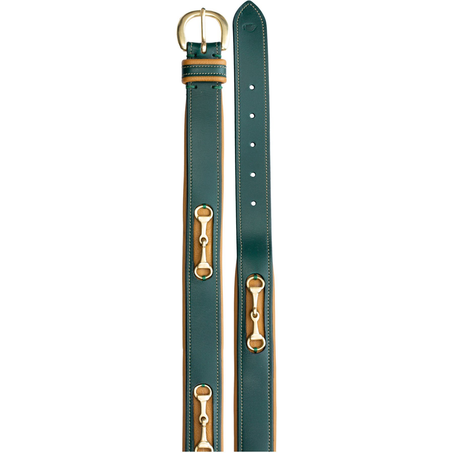 Equinavia Tirild Bit Horse Riding Belt, Tan/Green, Small