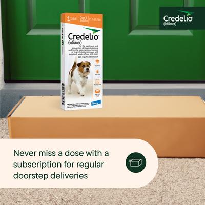 Show full view: Credelio Chewable Tablet for Dogs, 12.1-25 lbs, (Orange Box), 1 Chewable Tablet (1-mo. supply) slide 8 of 10