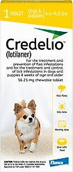 Credelio Chewable Tablet for Dogs, 4.4-6 lbs, (Yellow Box), 1 Chewable Tablet (1-mo. supply)