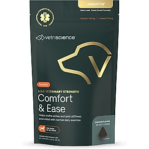 VetriScience Max Veterinary Strength Comfort & Ease Amilextin Chicken Flavored Soft Chew Joint Supplement for Dogs, 60 count