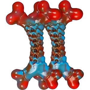 Kseroo Nylon Bone Shaped Chicken Flavored Dog Chew Toy, Red, 2 count