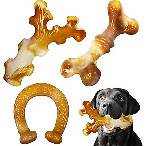 Kseroo Nylon Bacon Flavor Dog Chew Toy, Yellow, 3 count