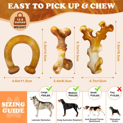 Show full view: Kseroo Nylon Bacon Flavor Dog Chew Toy, Yellow, 3 count slide 4 of 8