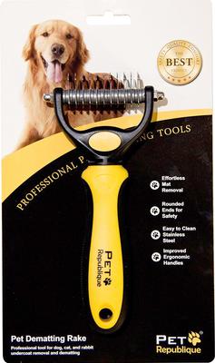 Show full view: Pet Republique Dematting Tool for Dogs & Cat Rake Style with 6+11 Dual-Side Blades slide 6 of 9