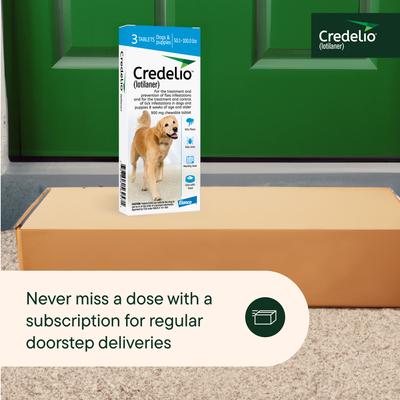 Show full view: Credelio Chewable Tablet for Dogs, 50.1-100 lbs, (Blue Box), 3 Chewable Tablets (3-mos. supply) slide 8 of 10