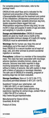 Show full view: Credelio Chewable Tablet for Dogs, 50.1-100 lbs, (Blue Box), 3 Chewable Tablets (3-mos. supply) slide 2 of 10