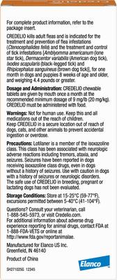 Show full view: Credelio Chewable Tablet for Dogs, 12.1-25 lbs, (Orange Box), 6 Chewable Tablets (6-mos. supply) slide 2 of 10