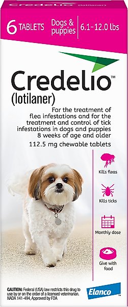 Credelio Chewable Tablet for Dogs, 6.1-12 lbs, (Pink Box)