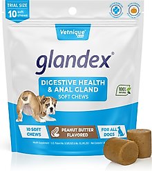 Vetnique Labs Glandex Dog Anal Gland Support Soft Chews with Pumpkin, Digestive Enzymes, Probiotics & Fiber Supplement Boot The Scoot Peanut Butter Flavored, 10 count