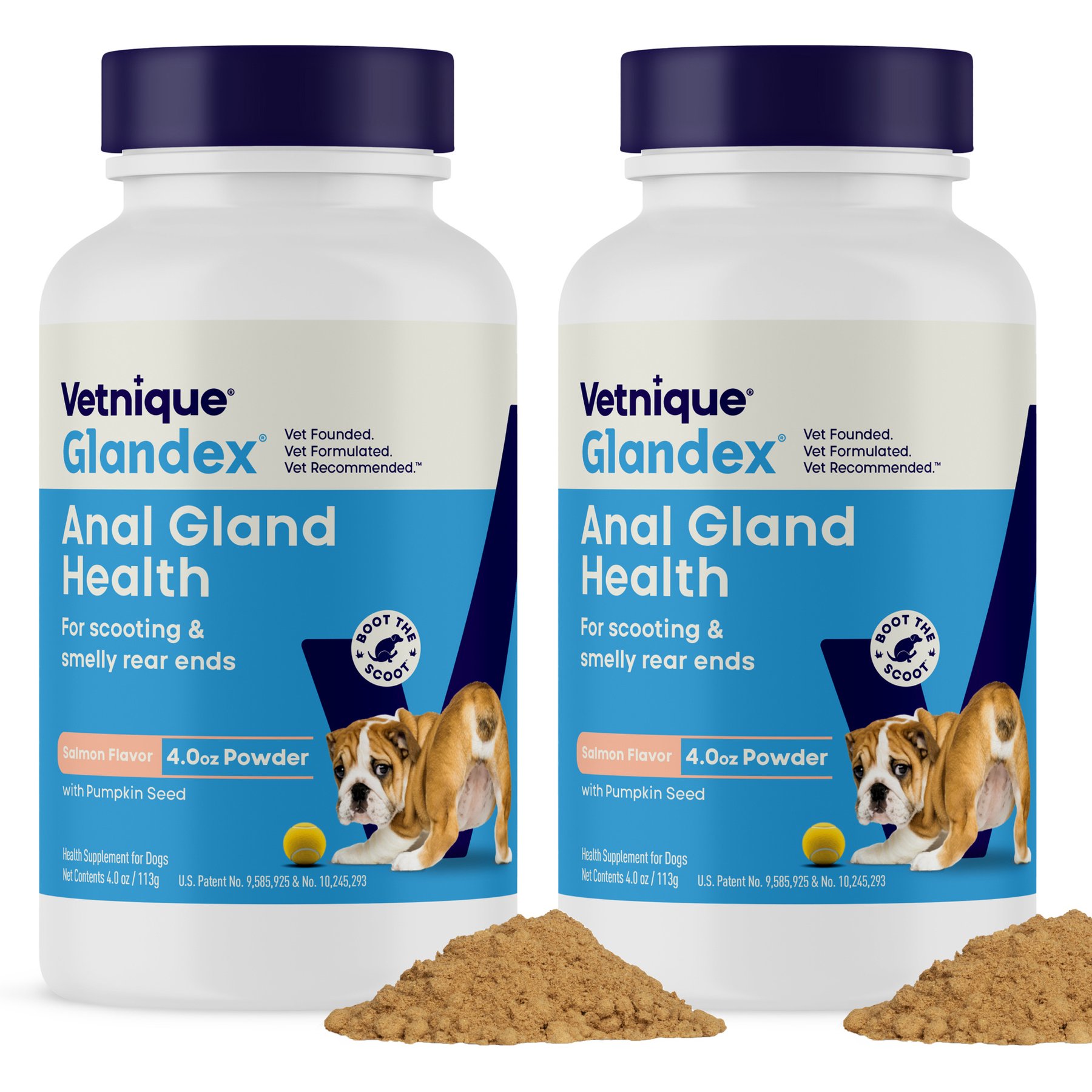 Vetnique Labs Glandex Anal Gland Support Supplement Powder with Veg Salmon Flavor for Dogs, 8-oz bundle