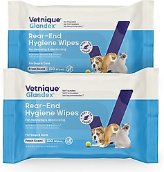 Vetnique Labs Glandex Boot the Scoot Rear End Anal Gland Cleaning & Deodorizing Hygienic Dog & Cat Wipes, 200 count