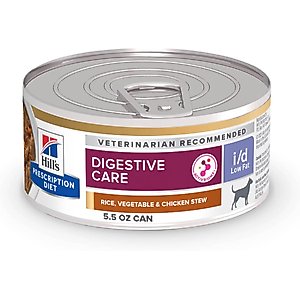 Hill's Prescription Diet i/d Digestive Care Low Fat Rice, Vegetable & Chicken Stew Wet Dog Food, 5.5-oz, case of 4
