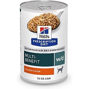 Hill's Prescription Diet w/d Multi-Benefit with Chicken Wet Dog Food, 13-oz, case of 4