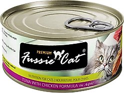 Fussie Cat Premium Tuna & Chicken Formula in Aspic Grain-Free Wet Cat Food, 2.82-oz can, case of 4