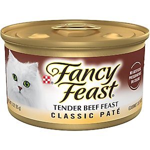 Fancy Feast Classic Tender Beef Feast Canned Cat Food, 3-oz can, case of 4