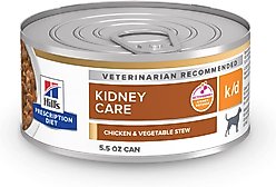 Hill's Prescription Diet k/d Kidney Care Chicken & Vegetable Stew Wet Dog Food, 5.5-oz can, case of 4