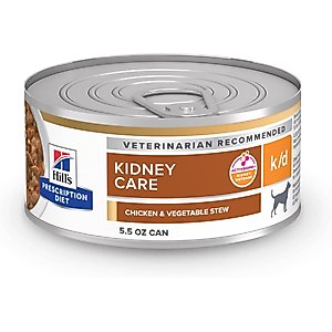 Hill's Prescription Diet k/d Kidney Care Chicken & Vegetable Stew Wet Dog Food, 5.5-oz can, case of 4