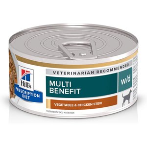 Hill's Prescription Diet w/d Multi-Benefit Digestive, Weight, Glucose, Urinary Management Vegetable & Chicken Stew Wet Dog Food, 5.5-oz can, case of 4