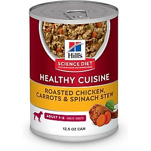 Hill's Science Diet Adult Healthy Cuisine Roasted Chicken, Carrots & Spinach Stew Wet Dog Food, 12.5-oz can, case of 4