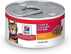 Hill's Science Diet Adult Light Weight Management Liver & Chicken Entree Wet Cat Food, 2.9-oz can, case of 4 slide 1 of 7