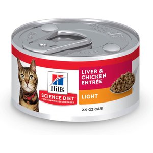 Hill's Science Diet Adult Light Weight Management Liver & Chicken Entree Wet Cat Food, 2.9-oz can, case of 4