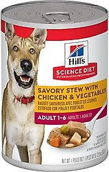 Hill's Science Diet Adult Savory Stew with Chicken & Vegetables Wet Dog Food, 12.8-oz can, case of 4