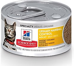 Hill's Science Diet Adult Urinary Hairball Control Savory Chicken Entree Wet Cat Food, 2.9-oz can, case of 4 slide 1 of 9