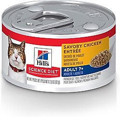 Hill's Science Diet Senior Adult 7+ Savory Chicken Entree Wet Cat Food, 2.9-oz can, case of 4