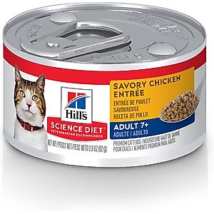 Hill's Science Diet Senior Adult 7+ Savory Chicken Entree Wet Cat Food, 2.9-oz can, case of 4