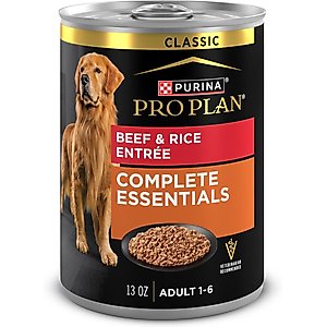 Purina Pro Plan Complete Essentials Beef & Rice Entree Wet Dog Food, 13-oz can, case of 4
