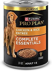 Purina Pro Plan Complete Essentials Adult Classic Chicken & Rice Entree Canned Dog Food, 13-oz can, case of 4