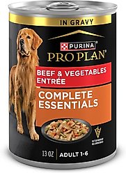 Purina Pro Plan Adult Beef & Vegetables Entree Slices in Gravy Canned Dog Food, 13-oz can, case of 4